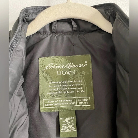 NWOT Black Eddie Bauer Authentic Goose Down Vest Size L - Picture 4 of 6
